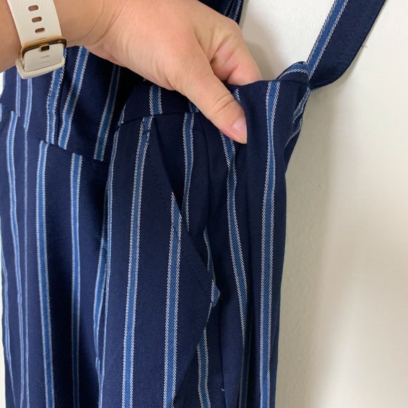 STONE ROW FUTURE ME BLUE STRIPED OVERALL JUMPSUIT S - Picture 4 of 10